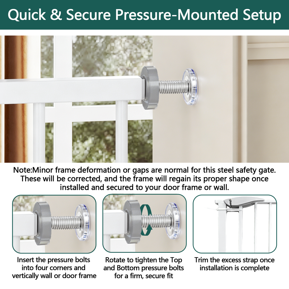 Pressure-Mounted Baby Gate for Doorways, 29.5–44.1 in.