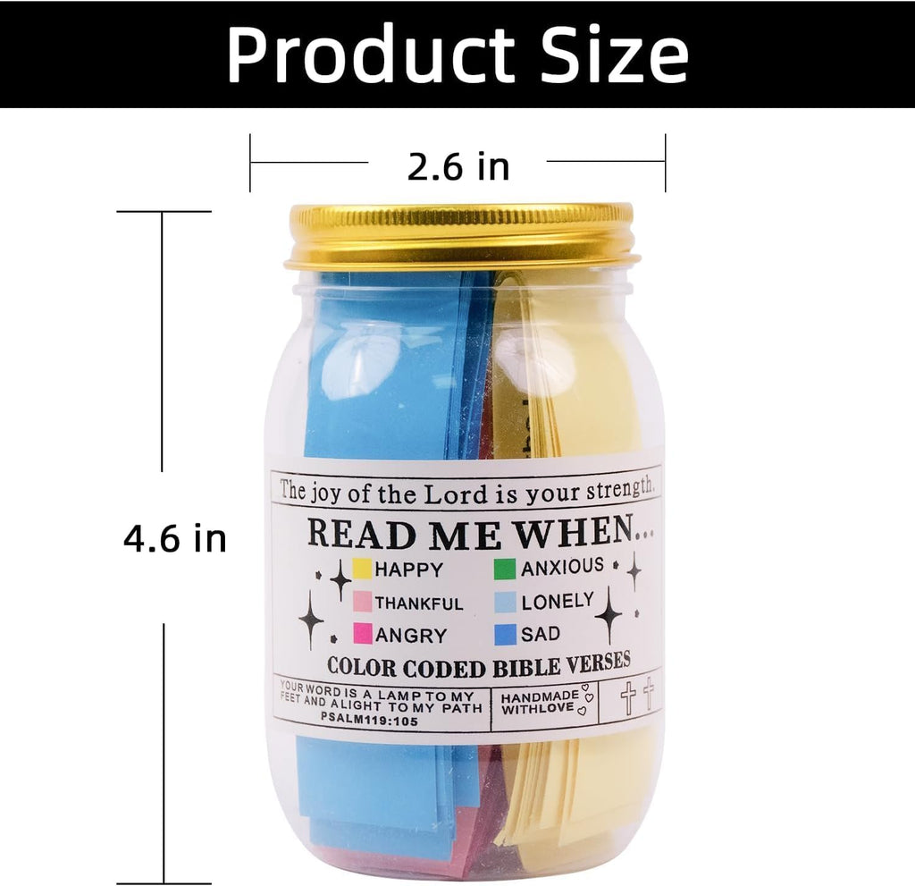 Bible Verse Jar with Color-Coded Scriptures for 6 Emotions