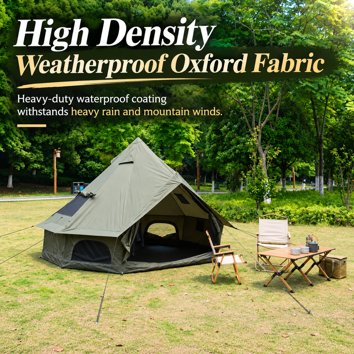 9.8 ft Oxford Bell Tent with Stove Jack for 3–4 People