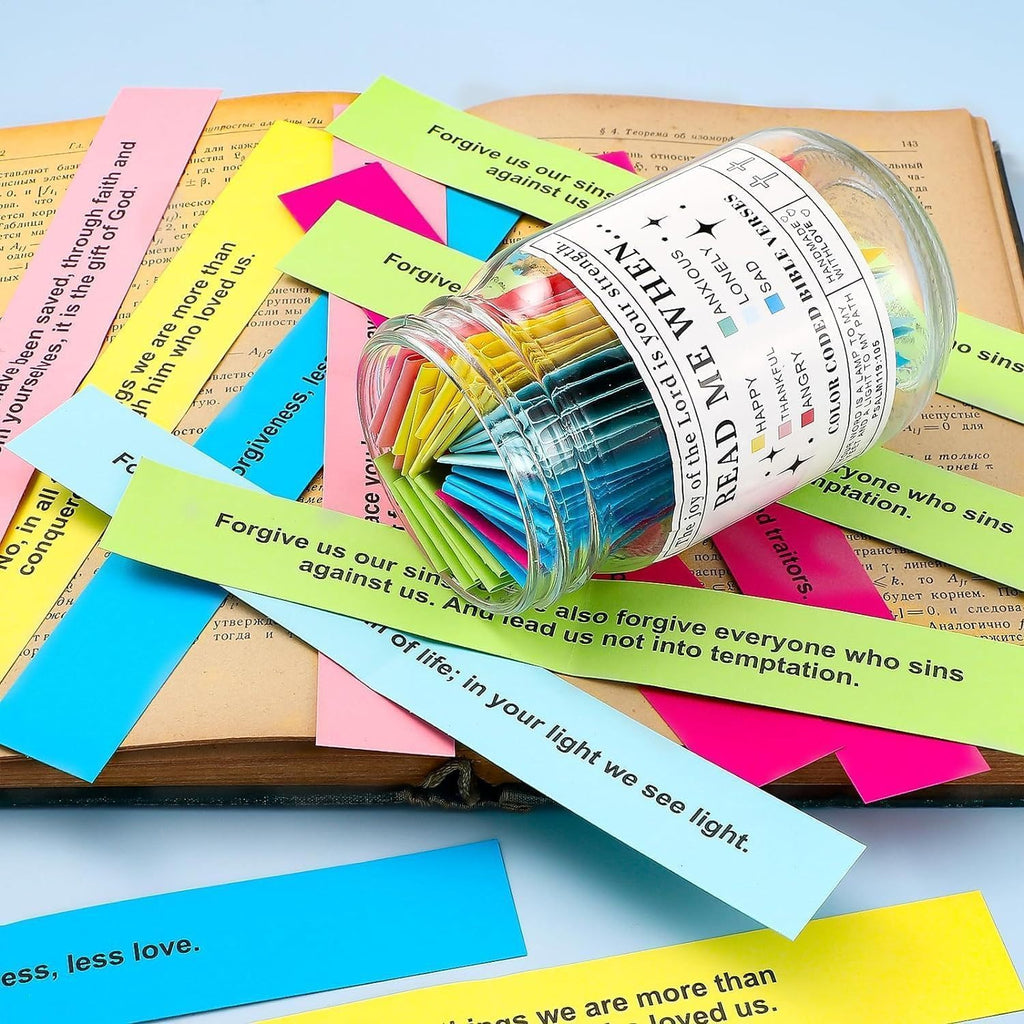 Bible Verse Jar with Color-Coded Scriptures for 6 Emotions